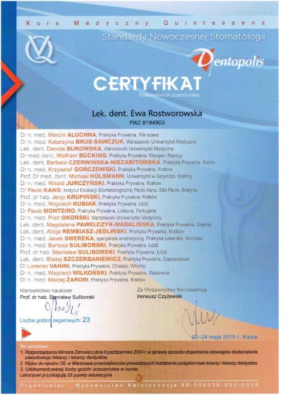 Certificate - Dr Ewa Rostworowska