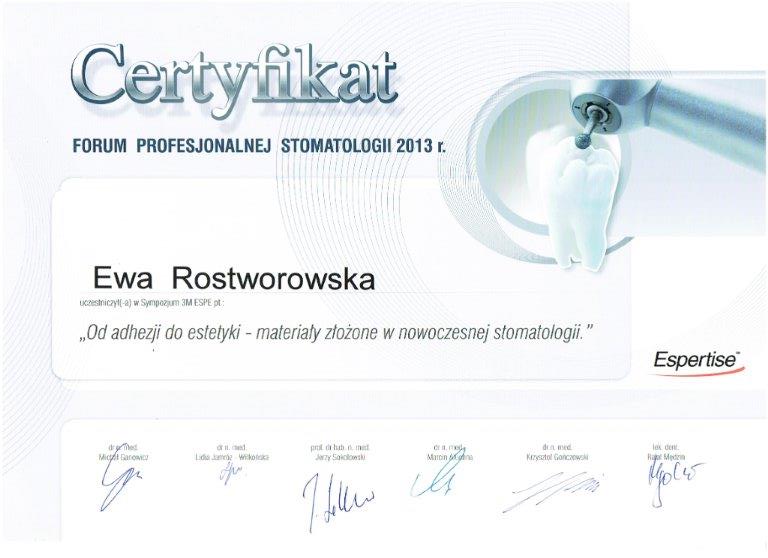 Certificate - Dr Ewa Rostworowska