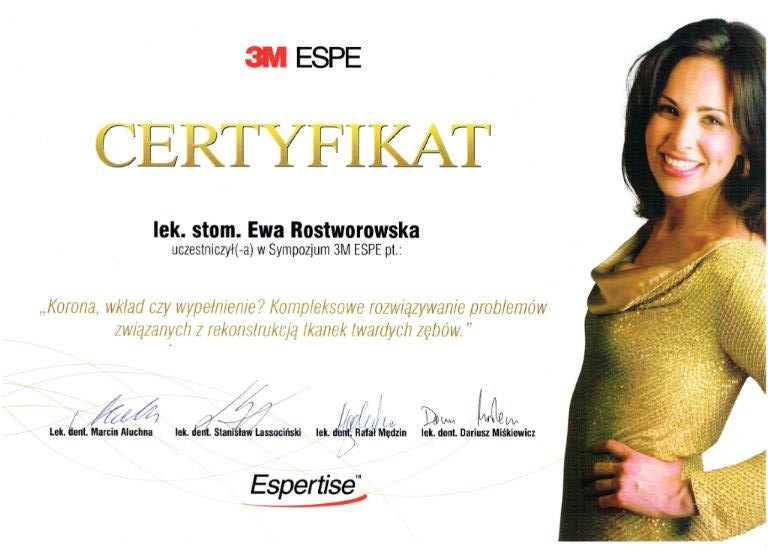 Certificate - Dr Ewa Rostworowska