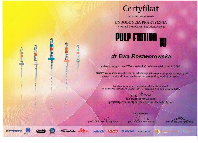 Certificate - Dr Ewa Rostworowska