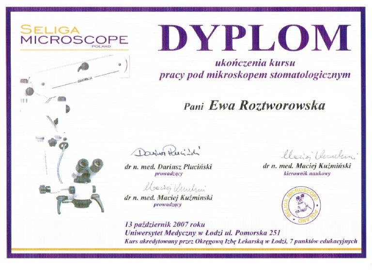 Certificate - Dr Ewa Rostworowska