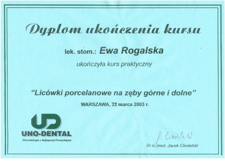Certificate - Dr Ewa Rogalska