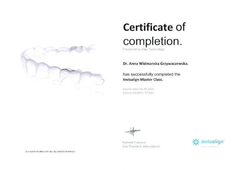 Certificate - Dr Anna Widmańska–Grzywaczewska