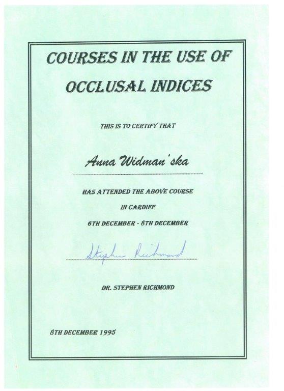 Certificate - Dr Anna Widmańska–Grzywaczewska