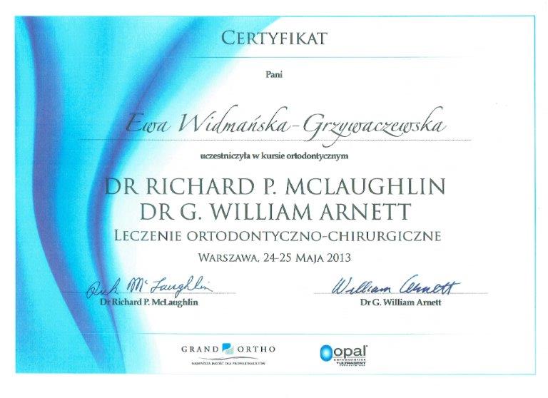 Certificate - Dr Anna Widmańska–Grzywaczewska