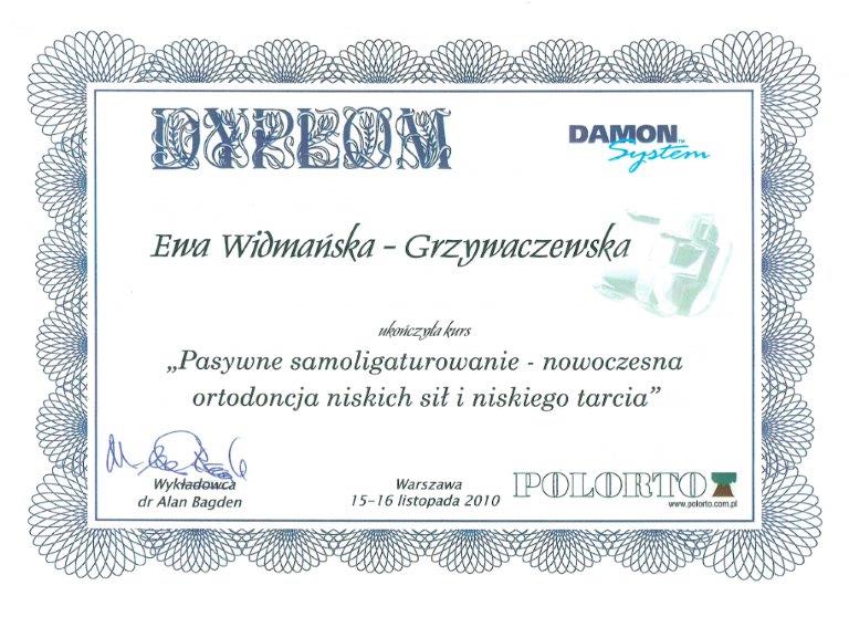 Certificate - Dr Anna Widmańska–Grzywaczewska